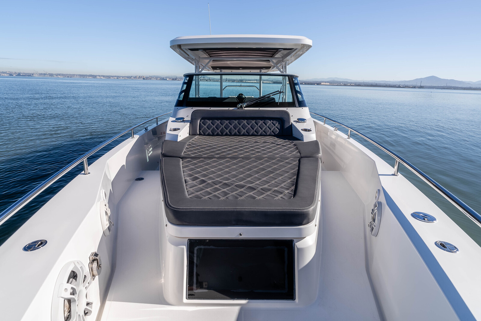 Bow lounge area of the Axopar 37 Mini Mahana